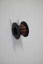 Small copper coil for electronic circuit Royalty Free Stock Photo