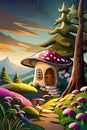 Small cosy fairytale toadstool mushroom house Royalty Free Stock Photo