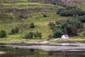 Small cottage on shore of Loch Carron, Scotland. Royalty Free Stock Photo