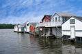 Small cottages with boathouses