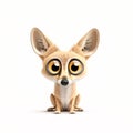 A small Coyote animal with big eyes sits on a white background