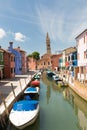 Small, cozy courtyard with colorful cottage / Burano, Venice