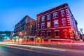 Small Cozy Downtown of Brattleboro, Vermont at Night Royalty Free Stock Photo