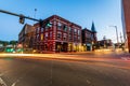 Small Cozy Downtown of Brattleboro, Vermont at Night Royalty Free Stock Photo
