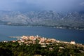 The small and cozy town Vinjerac, Dalmatian sea in Croatia