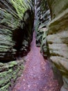Footway Through a Crack Between the Rocks at the SiewenschlÃÂ¼ff on the Mullerthal Trail in Berdorf, Luxembourg