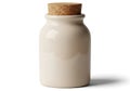 Small cream colored ceramic bottle with cork stopper Royalty Free Stock Photo