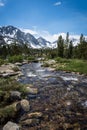 Small creek in Eastern Sierra Nevada mountains in California, along the John Muir Trail in Little Lakes Valley Heart Lake in Mono Royalty Free Stock Photo