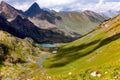 Small creek flowing from Gadsar Lake in Sonamarg Hill on a sunny day in Kashmir, India Royalty Free Stock Photo