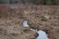 A small creek going through a marsh in a rural area