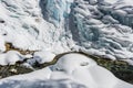 small creek in the winter park spring forest and snowfall Royalty Free Stock Photo