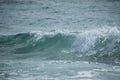 Small cresting wave in the Atlantic Ocean on the coast. Blue green ocean waves with sea foam and salt water spray. Beach travel Royalty Free Stock Photo