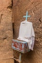 Small cross near Bet Medhane Alem, rock-cut church in Lalibela, Ethiop