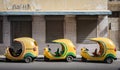 Small cuban taxis in line Royalty Free Stock Photo