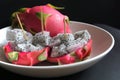 Small cube slices of dragon fruit