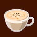 Small cup of capuccino vector isolated. Tasty hot coffee