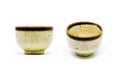 Small cup or sake cup print pattern color yellow and brown. Royalty Free Stock Photo