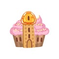 Small Cupcake Castle With Cream Roof And Waffle Tower Fantasy Candy Land Sweet Landscape Element