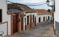 Small curved street in Granada, Spain