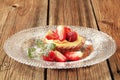 Small custard tart with fresh fruit Royalty Free Stock Photo