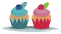 Small cute berry cakes , vector or color illustration Royalty Free Stock Photo