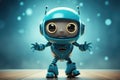 Small cute blue robot showing dance moves