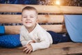 Infant lying on the bench Royalty Free Stock Photo