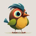 A small, cute, colorful bird. Young, sweet, colorful pet.