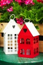 Small Cute Garden Houses with Heart Shape Windows in Garden with Royalty Free Stock Photo