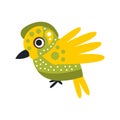 Small cute green and yellow bird colorful cartoon character vector Illustration Royalty Free Stock Photo