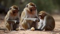 Small cute macaque sitting in tropical rainforest generated by AI