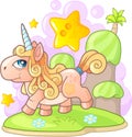 Small cute pony unicorn, funny illustration