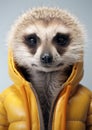 Small cute wild fur meerkat portrait face wildlife nature closeup zoo animal mammal Royalty Free Stock Photo
