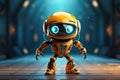Small cute yellow robot showing dance moves