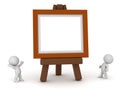 Small 3D Characters with Large Easel and Painting Frame Royalty Free Stock Photo