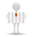 small 3d man holding a flag of Bailiwick of Jersey, British Crown dependency