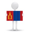 small 3d man holding a flag of Mongolia