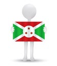 small 3d man holding a flag of Republic of Burundi Royalty Free Stock Photo