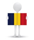 small 3d man holding a flag of Republic of Chad
