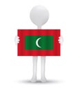 small 3d man holding a flag of Republic of Maldives