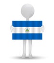 small 3d man holding a flag of Republic of Nicaragua