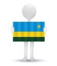 small 3d man holding a flag of Republic of Rwanda