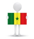 small 3d man holding a flag of Republic of Senegal