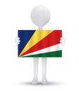small 3d man holding a flag of Republic of Seychelles