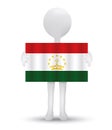 small 3d man holding a flag of Republic of Tajikistan
