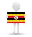 small 3d man holding a flag of Republic of Uganda