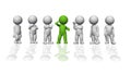 Small 3D people - green leader in the middle of a group Royalty Free Stock Photo