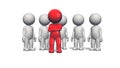 Small 3D people - red leader in front of a group Royalty Free Stock Photo