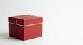 A small 3D rendered red metallic box with a horizontal gold stripe on top, featuring rounded edges and a shiny surface, isolated Royalty Free Stock Photo