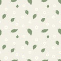 Small daisies and leaves on a textile background. Pastel colors. Background, textile, print vector